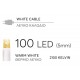 100 LED Σε Σειρά Με Επέκταση Και Λευκό Καλώδιο Αδιάβροχα IP65 Θερμό Λευκό 2100K Magic Christmas