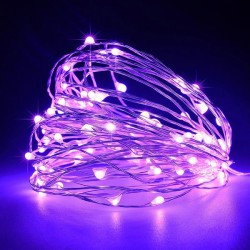 Fairy Lights Σειρά 100 ΜΙΝΙ LED, Σταθερό, Με Μετασχηματιστή, Προέκταση Παροχής 5M, Ασημί Χαλκός, Μωβ LED, Aνα 10CM, 10M, IP44 - Magic Christmas