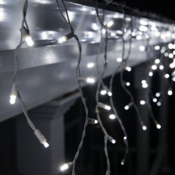 Βροχή 144 LED 3m Επεκτεινόμενα Με Διάφανο Καλώδιο Αδιάβροχα Ψυχρό Λευκό IP44 Magic Christmas