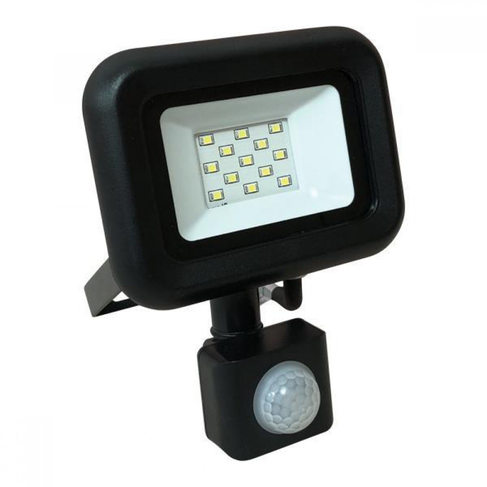 Προβολέας LED SMD Με Περιστρεφόμενο Ανιχνευτή Κίνησης PLUS 10W Μαύρος IP44 PLUS Ουδέτερο 4000K - Eurolamp