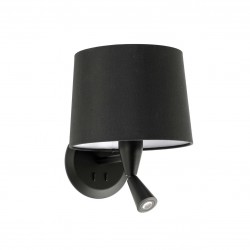 Απλίκα Μεταλλική Με Υφασμάτινο Καπέλο Σε Μαύρο Χρώμα Και Φωτιστικό Ανάγνωσης LED 3W 1xE27 CONGA - FARO