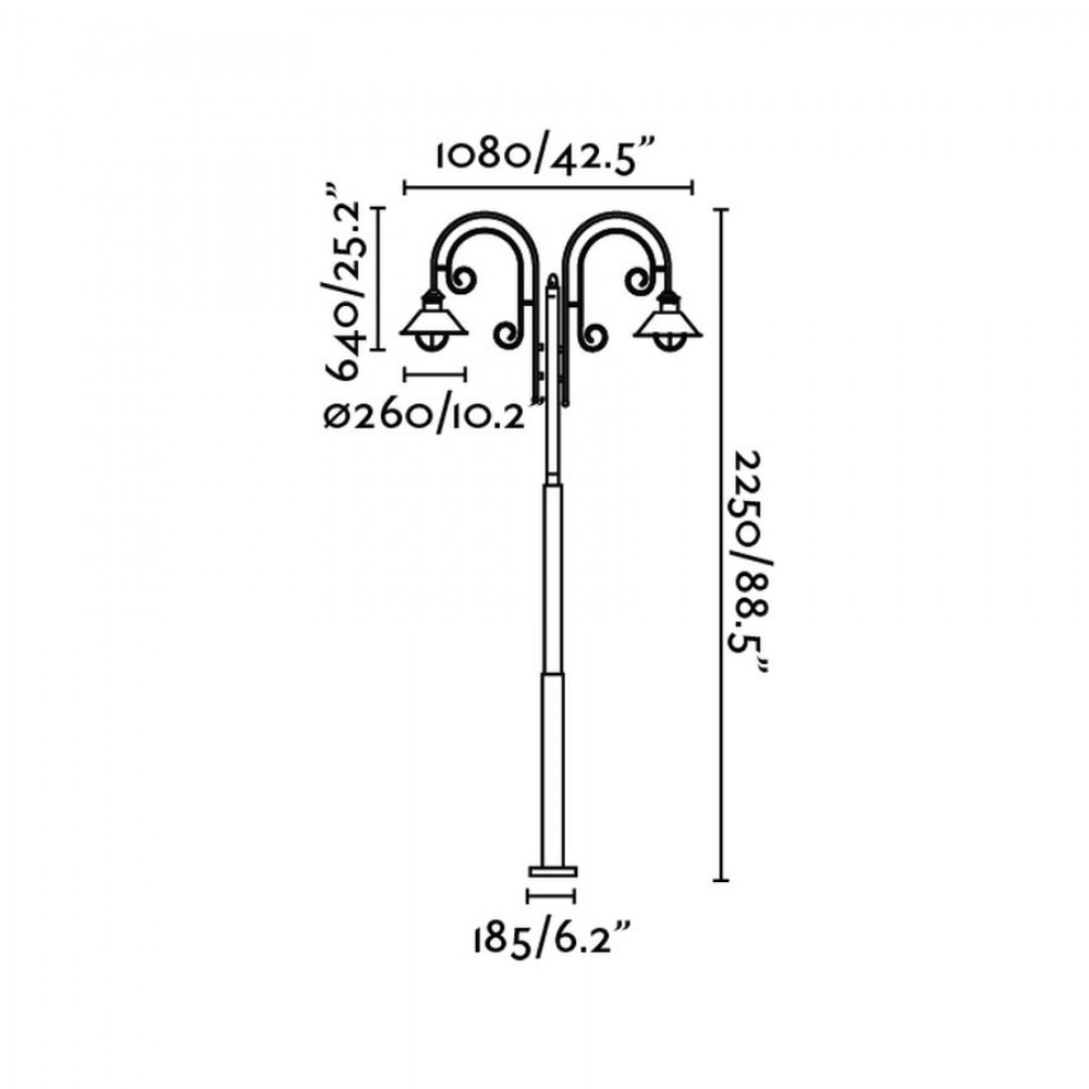 Κολώνα Μεταλλική Σε Καφέ Σκουριά Χρώμα 220cm IP33 2xE27 NÁUTICA - FARO