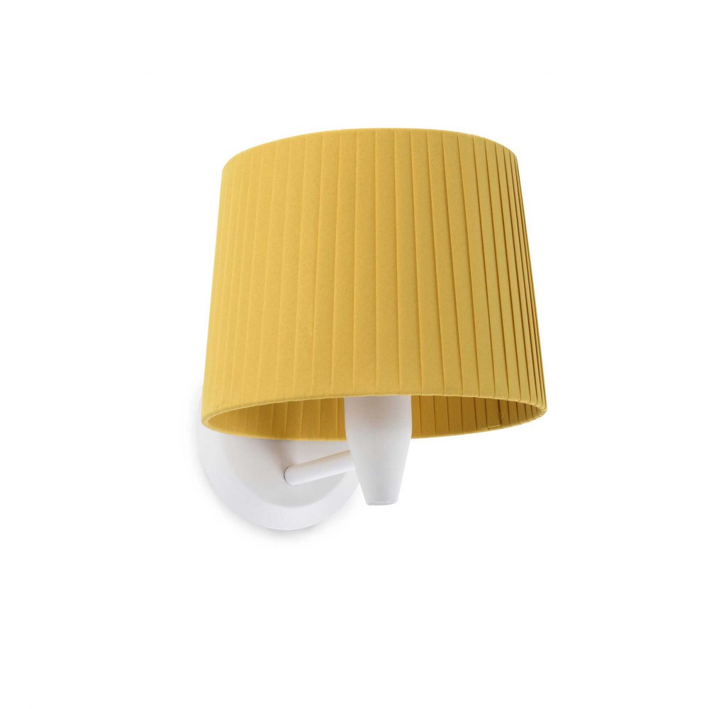 Απλίκα Λευκή Με Κίτρινο Υφασμάτινο Καπέλο 1xE27 SAMBA FARO
