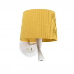 Απλίκα Λευκή Με Κίτρινο Υφασμάτινο Καπέλο Και LED Φως Ανάγνωσης 3W 1xE27 SAMBA FARO