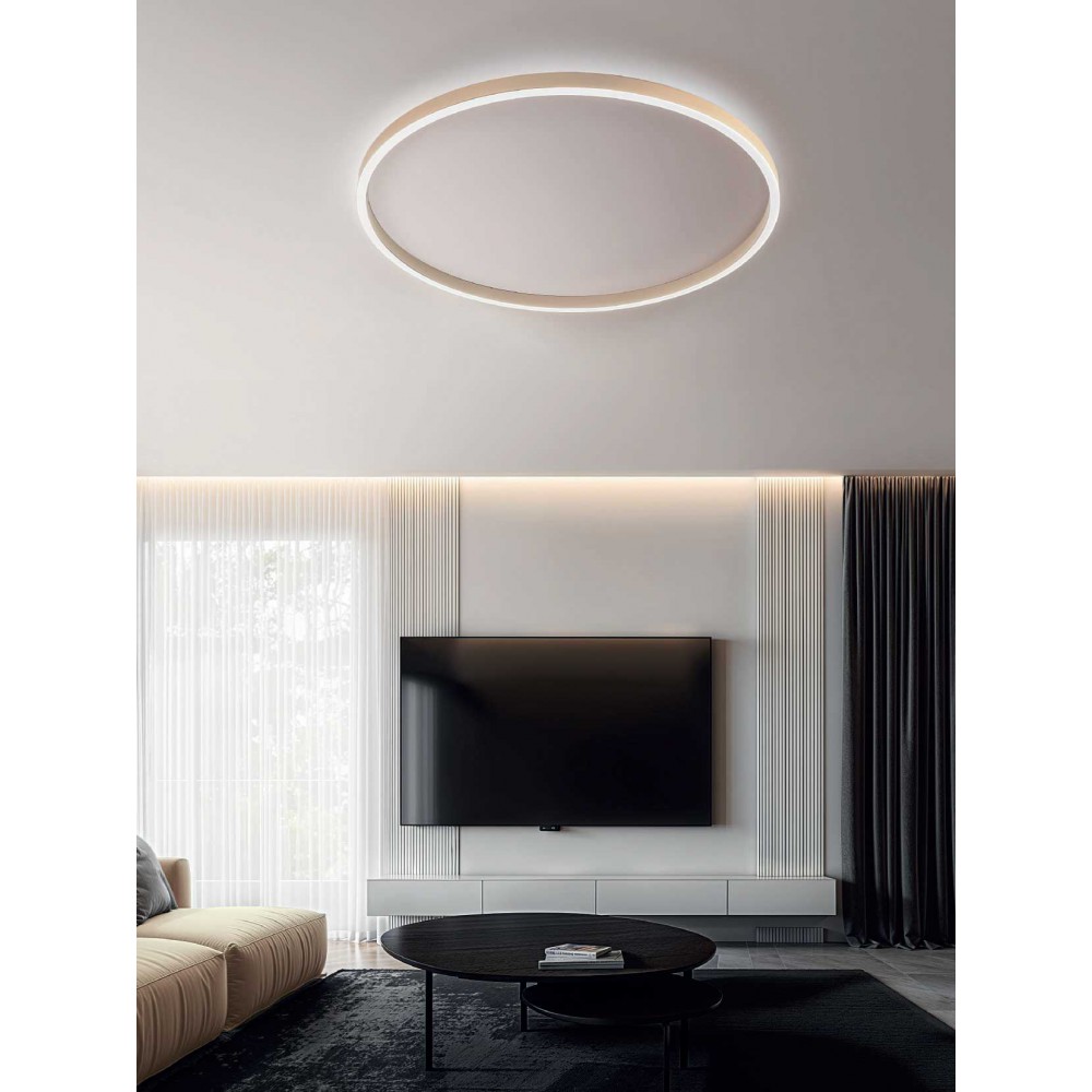 LED Πλαφονιέρα Αλουμινίου Στρογγυλή Μπεζ 80cm 72W AELA P/G - GEA LUCE