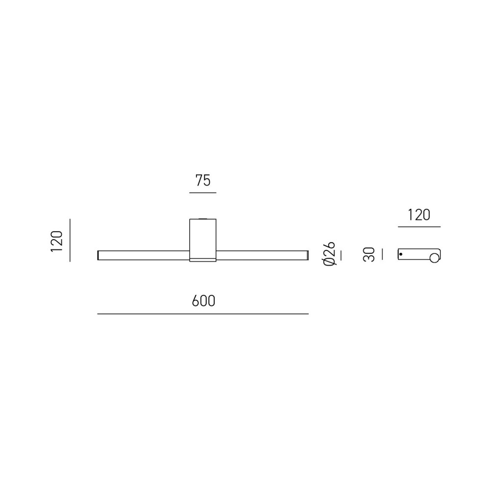 LED Φωτιστικό Μπάνιου Από Αλουμινίο Μαύρο Ματ 60cm 18W GAP561 - GEA LUCE