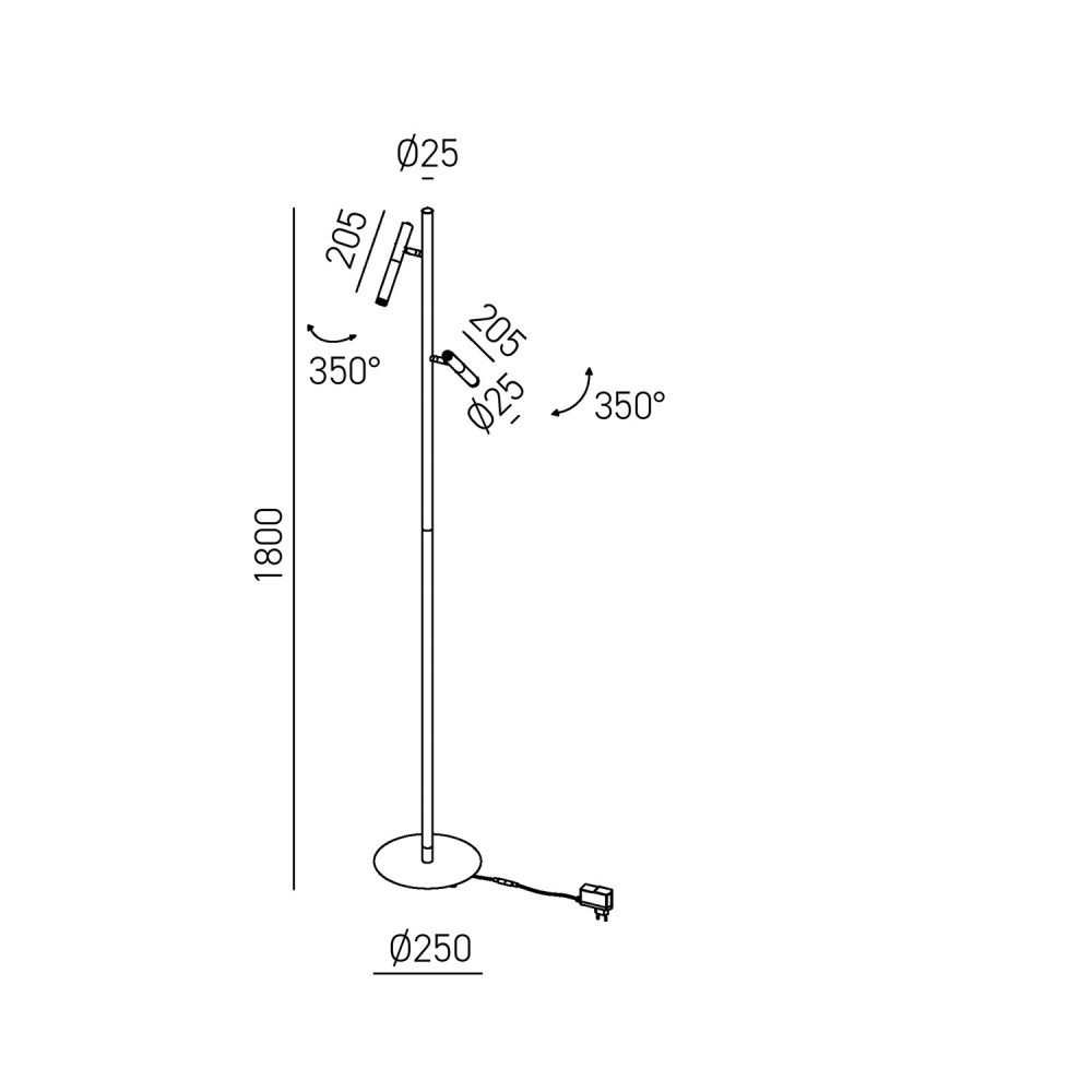 LED Φωτιστικό Δαπέδου Από Αλουμινίο Σε Μαύρο Χρώμα 10.8W CRI90 Dimmable GPIN40 - GEA LUCE LED Φωτιστικό Δαπέδου Από Αλουμινίο Σε Μαύρο Χρώμα 10.8W CRI90 Dimmable GPIN40 - GEA LUCE