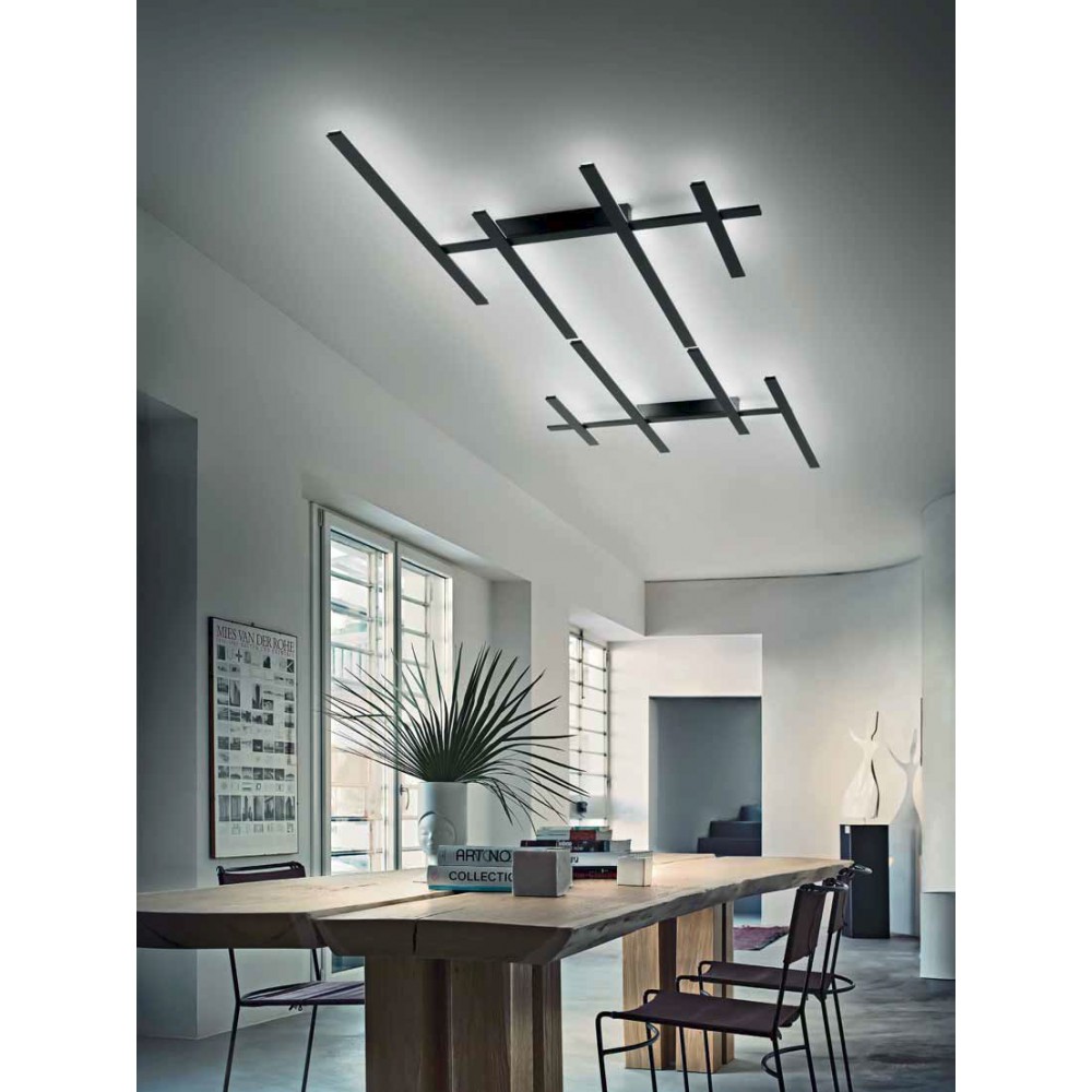 LED Φωτιστικό Τοίχου Αλουμινίου Μαύρο 70,2W RAKE AXL - GEA LUCE