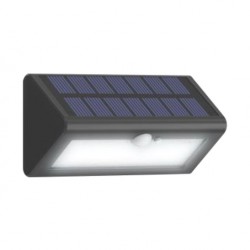 LED Ηλιακό Φωτιστικό Τοίχου Μαύρο Με Αισθητήρα Κίνησης 650lm IP44 - GIGAWATT