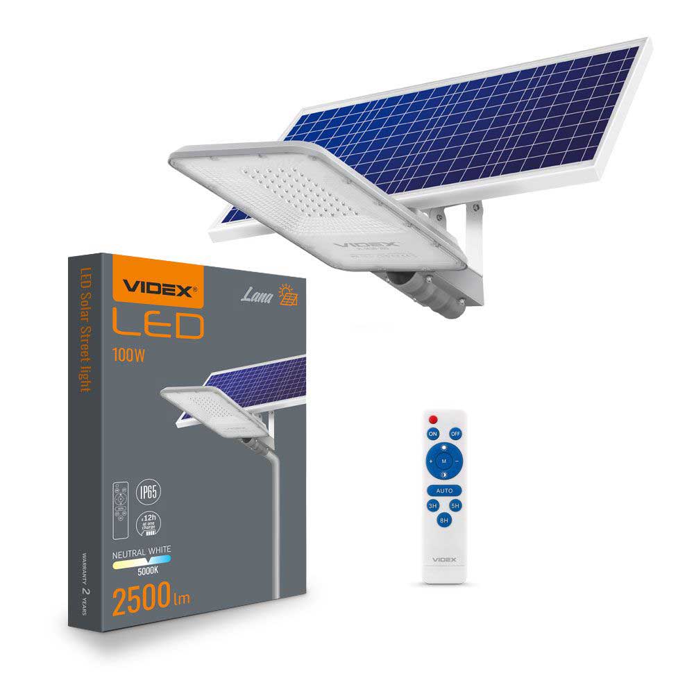LED Ηλιακός Αυτόνομος Προβολέας Δρόμου Με Controller 100W IP65 VIDEX