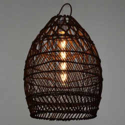 TAHITI Vintage Κρεμαστό Φωτιστικό Οροφής Μονόφωτο Καφέ Ξύλινο Bamboo Φ38 x Y50cm