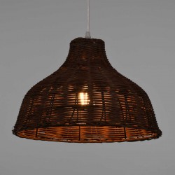 MAYOTTE Vintage Κρεμαστό Φωτιστικό Οροφής Μονόφωτο Καφέ Ξύλινο Bamboo Φ35 x Y27cm