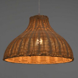 MAYOTTE Vintage Κρεμαστό Φωτιστικό Οροφής Μονόφωτο Μπεζ Ξύλινο Bamboo Φ40 x Y28cm