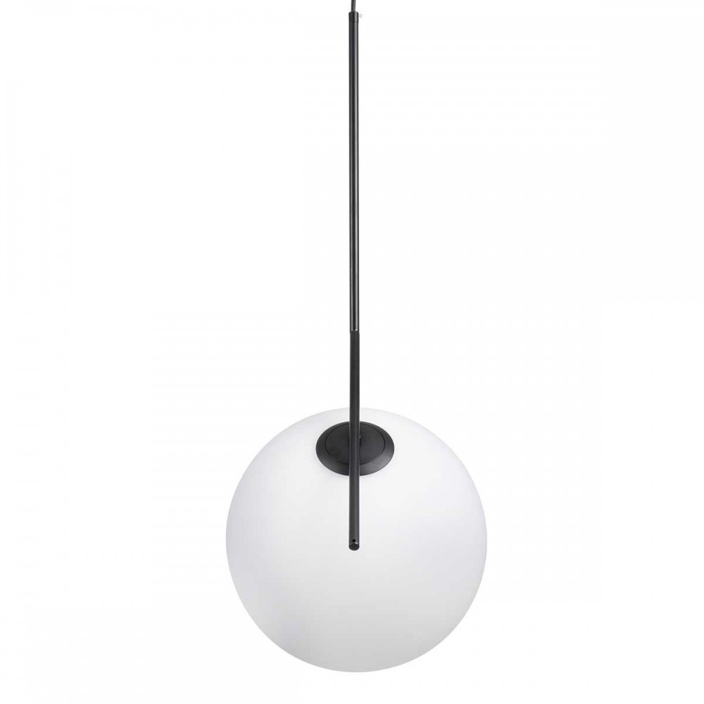 Μοντέρνο Κρεμαστό Φωτιστικό Οροφής Μονόφωτο 1 x E27 Μαύρο - Λευκό Μεταλλικό Μπάλα Φ30 x Υ75cm