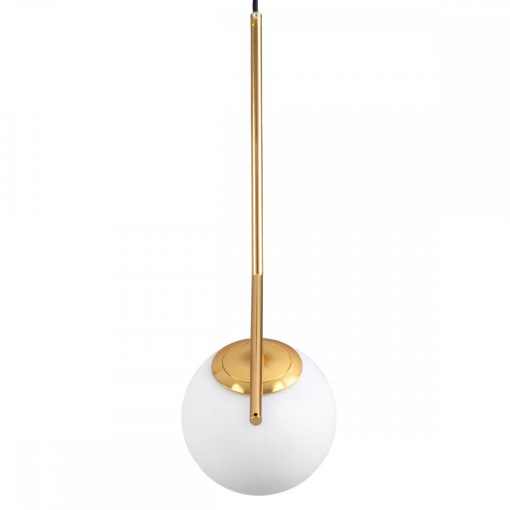 Μοντέρνο Κρεμαστό Φωτιστικό Οροφής Μονόφωτο 1 x E27 Χρυσό - Λευκό Μεταλλικό Μπάλα Φ15 x Υ49cm