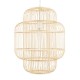 Vintage Κρεμαστό Φωτιστικό Οροφής Μονόφωτο Μπεζ Ξύλινο Bamboo Πλέγμα Φ48 x Υ60cm