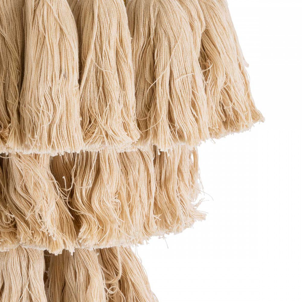 Boho Κρεμαστό Φωτιστικό Οροφής Μονόφωτο 1 x E27 AC220-240V IP20 - Φ30 x Υ40cm - Μπεζ Λεπτό Νήμα Βαμβακερό και Χρυσό Μεταλλικό Πλέγμα