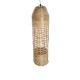 Boho Κρεμαστό Φωτιστικό Οροφής Μονόφωτο 1 x E27 AC220-240V IP20 - Φ20 x Υ80cm - Μπεζ Ξύλινο Μπαμπού Πλέγμα Καμπάνα