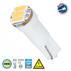 Λάμπα Αυτοκινήτου T5 3rd Generation Can-Bus LED 3 SMD 4014 0.6W 120lm 120° DC 12V IP20 Θερμό Λευκό 3000K - GloboStar