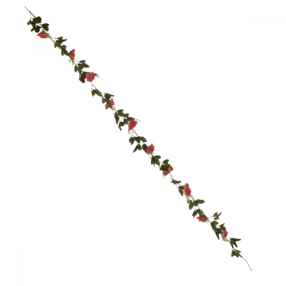 Τεχνητό Κρεμαστό Φυτό Διακοσμητική Γιρλάντα Μήκους 2.2 μέτρων με 10 X Μεγάλα Τριαντάφυλλα Κοραλί GloboStar