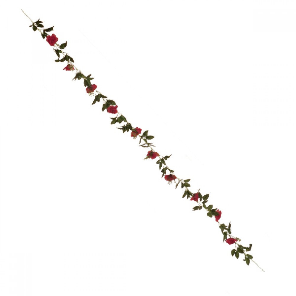 Τεχνητό Κρεμαστό Φυτό Διακοσμητική Γιρλάντα Μήκους 2.2 μέτρων με 10 X Μεγάλα Τριαντάφυλλα Κόκκινα GloboStar