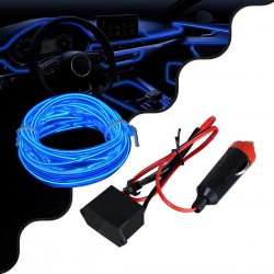 TUBE 360° Degree Διακοσμητική EL-Wire Neon Αυτοκινήτου Κορδόνι ΣΕΤ 3m 1W/3m 30lm/m 360° DC 12V με Βύσμα Αναπτήρα Αυτοκινήτου Αδιάβροχη IP68 Μπλε Globostar