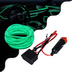 TUBE 360° Degree Διακοσμητική EL-Wire Neon Αυτοκινήτου Κορδόνι ΣΕΤ 3m 1W/3m 30lm/m 360° DC 12V με Βύσμα Αναπτήρα Αυτοκινήτου Αδιάβροχη IP68 Πράσινο GloboStar