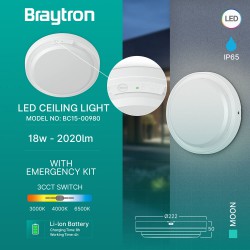 Πλαφονιέρα led "Moon" 18w 3CCT 2000lm IP65 με ανίχνευση κίνησης και ασφαλείας - Braytron