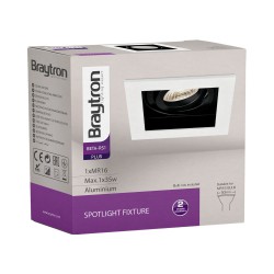 Χωνευτό Σποτ Beta-A-GU10 SQR Λευκό-Μαύρο Μονό Ø0,90 1xGU10 - Braytron