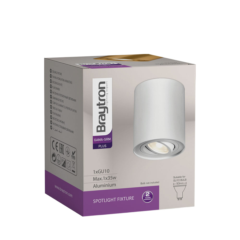 Σποτ Οροφής Άσπρο Κύλινδρος 1xGU10 GAMA-SRM - Braytron