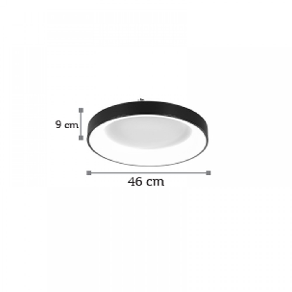 LED Πλαφονιέρα Οροφής Από Μαύρο Μέταλλο και Ακρυλικό Κυκλική 48W - InLight