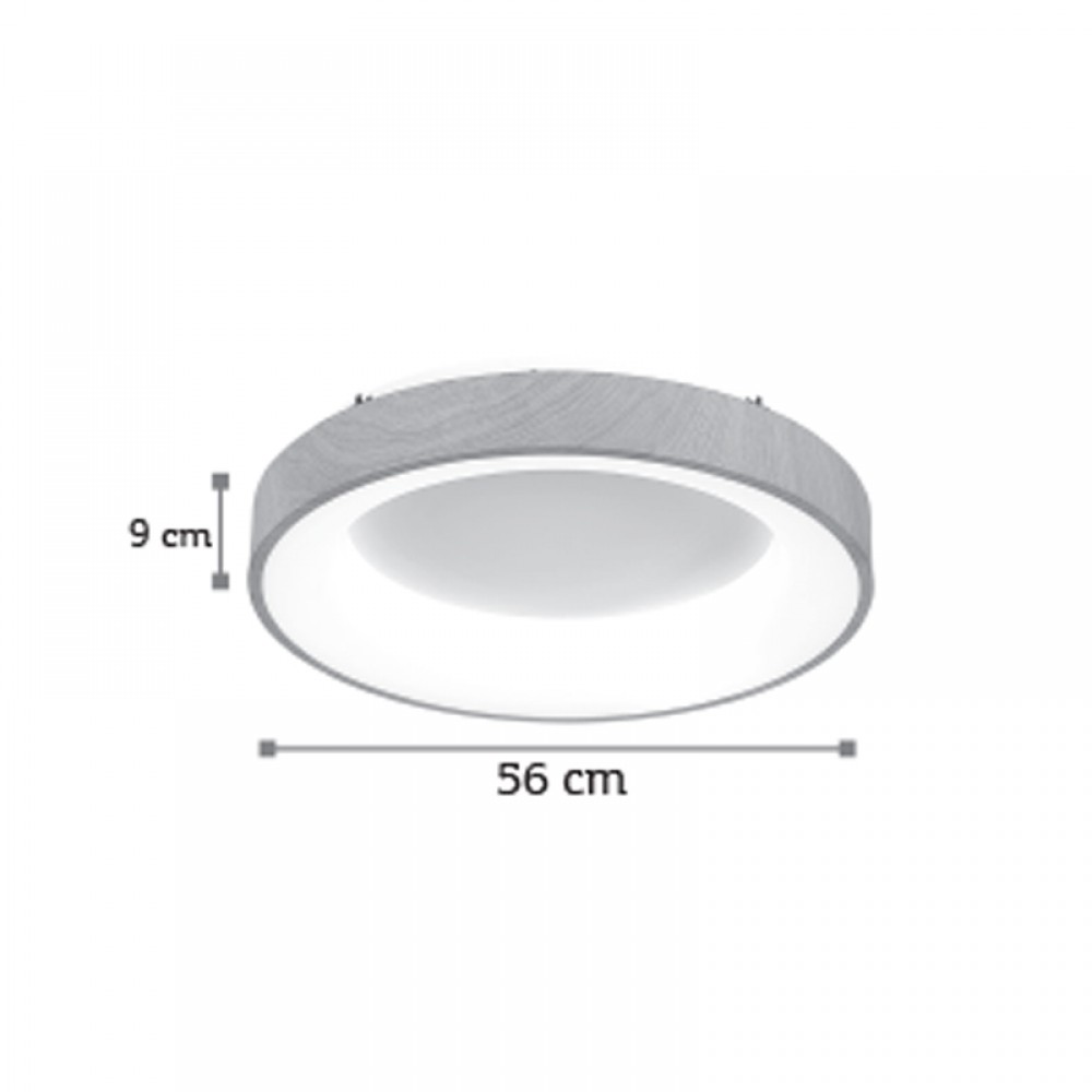 LED Πλαφονιέρα Οροφής Από Καφέ Μέταλλο και Ακρυλικό Κυκλική 58W - InLight