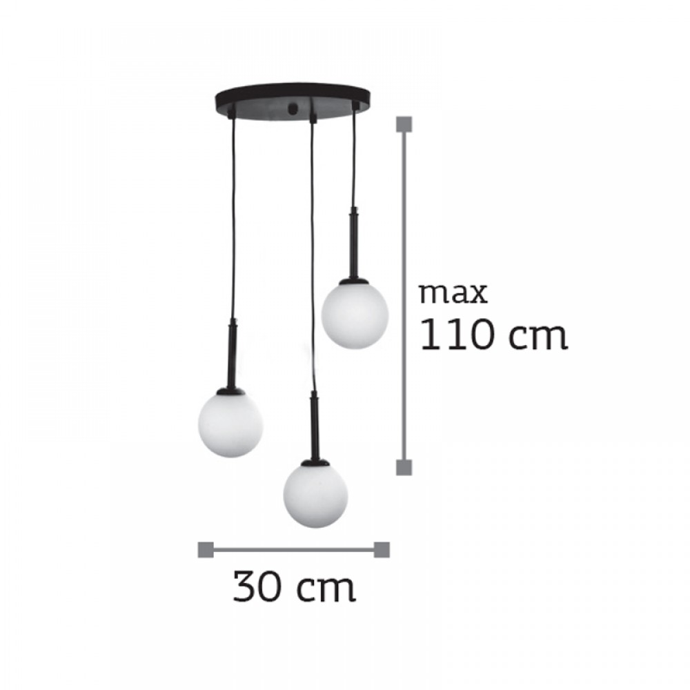 Κρεμαστό Φωτιστικό Από Μαύρο Μέταλλο Και Λευκή Οπαλίνα 3x G9 - InLight Κρεμαστό Φωτιστικό Από Μαύρο Μέταλλο Και Λευκή Οπαλίνα 3x G9 - InLight