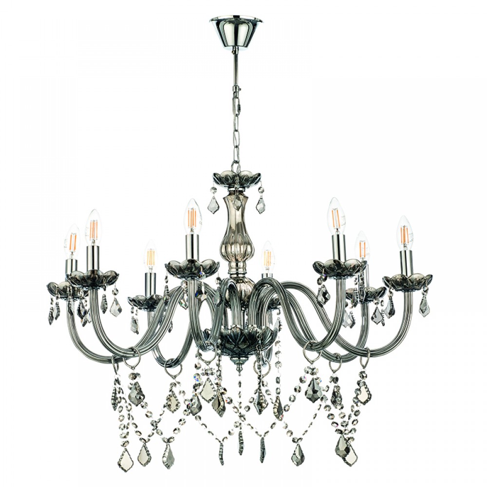 Κρεμαστό Φωτιστικό Από Γυαλί σε Διάφορα Χρώματα Και Κρύσταλλα 8X E14 - InLight