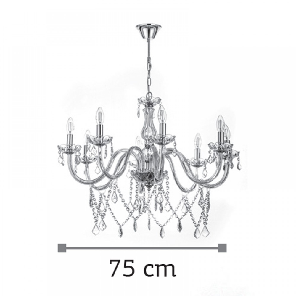 Κρεμαστό Φωτιστικό Από Γυαλί σε Διάφορα Χρώματα Και Κρύσταλλα 8X E14 - InLight