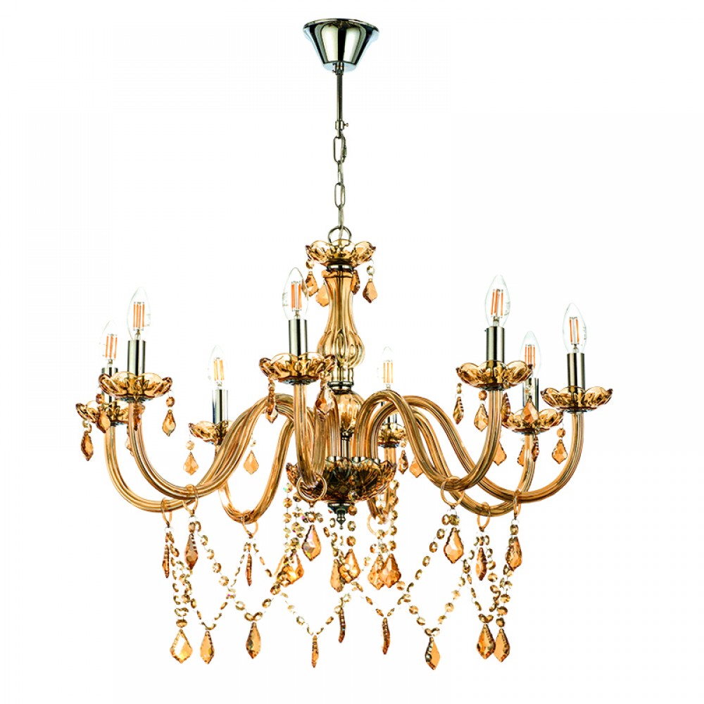 Κρεμαστό Φωτιστικό Από Γυαλί σε Διάφορα Χρώματα Και Κρύσταλλα 8X E14 - InLight