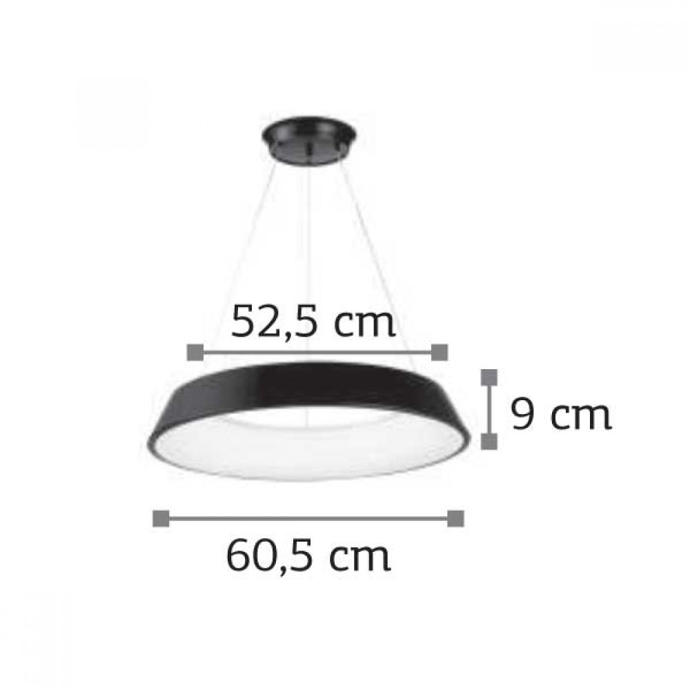 LED Κρεμαστό Φωτιστικό Μαύρο Μεταλλικό 50W - InLight