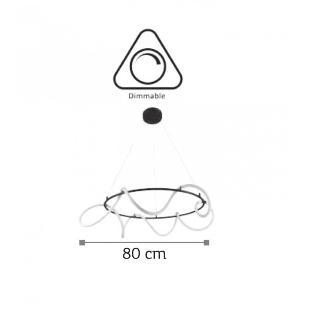 LED Κρεμαστό Φωτιστικό Σωλήνας Σιλικόνης Φ80CM 80W DIMMABLE - InLight