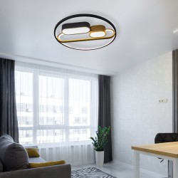 Πλαφονιέρα οροφής LED 55W 3CCT σε μαύρη και χρυσαφί απόχρωση D:50cm - InLight