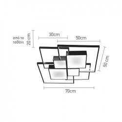 Πλαφονιέρα οροφής LED 108W 3CCT σε μαύρη και χρυσαφί απόχρωση D:70cm - InLight