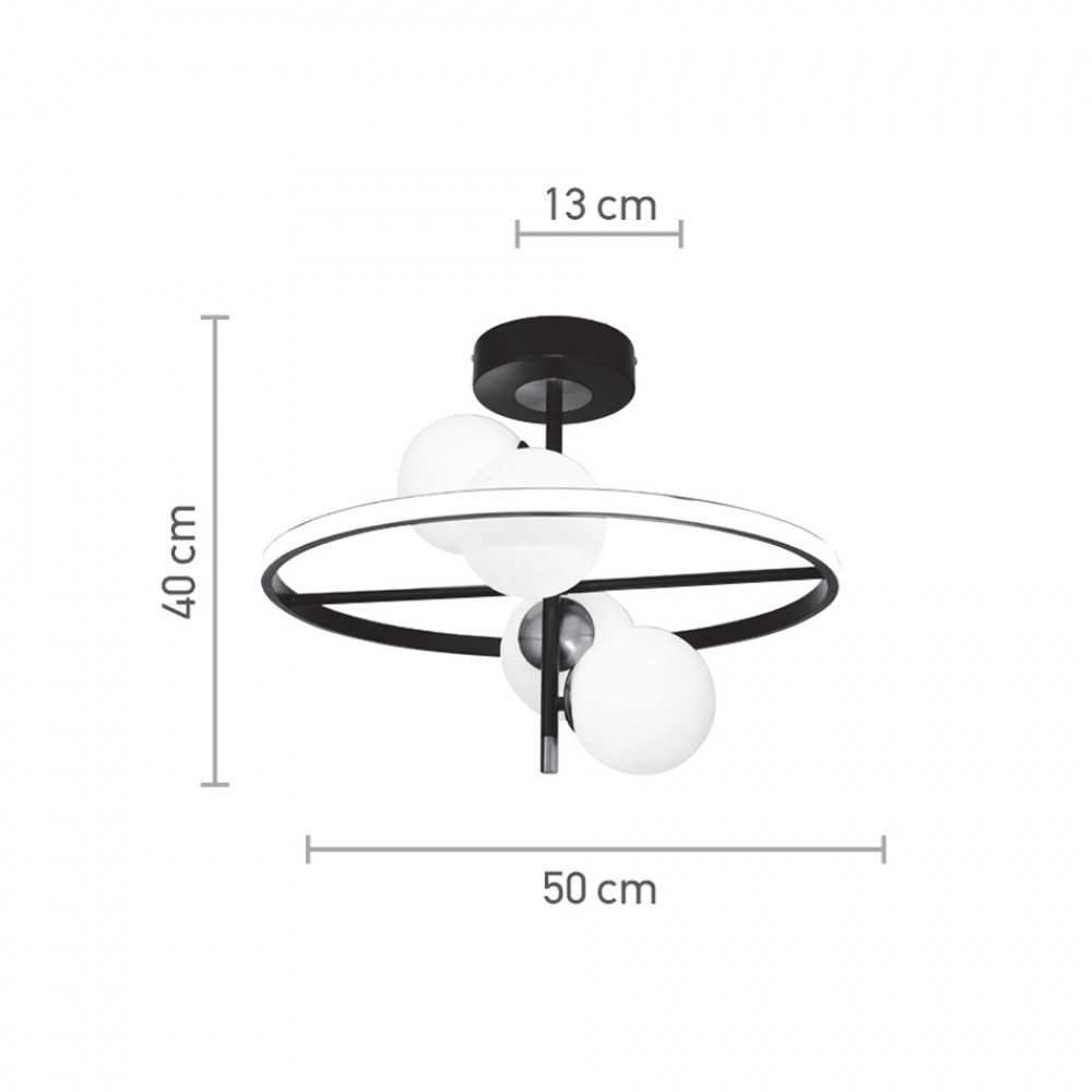 Φωτιστικό Οροφής LED 20W 3000K και 4XG9 σε μαύρο και χρυσαφί χρώμα D:50cm - InLight