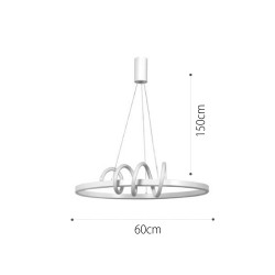 InLight Κρεμαστό φωτιστικό LED 44W 3CCT (by switch on base) σε λευκό χρώμα D:60cm (6076-WH)