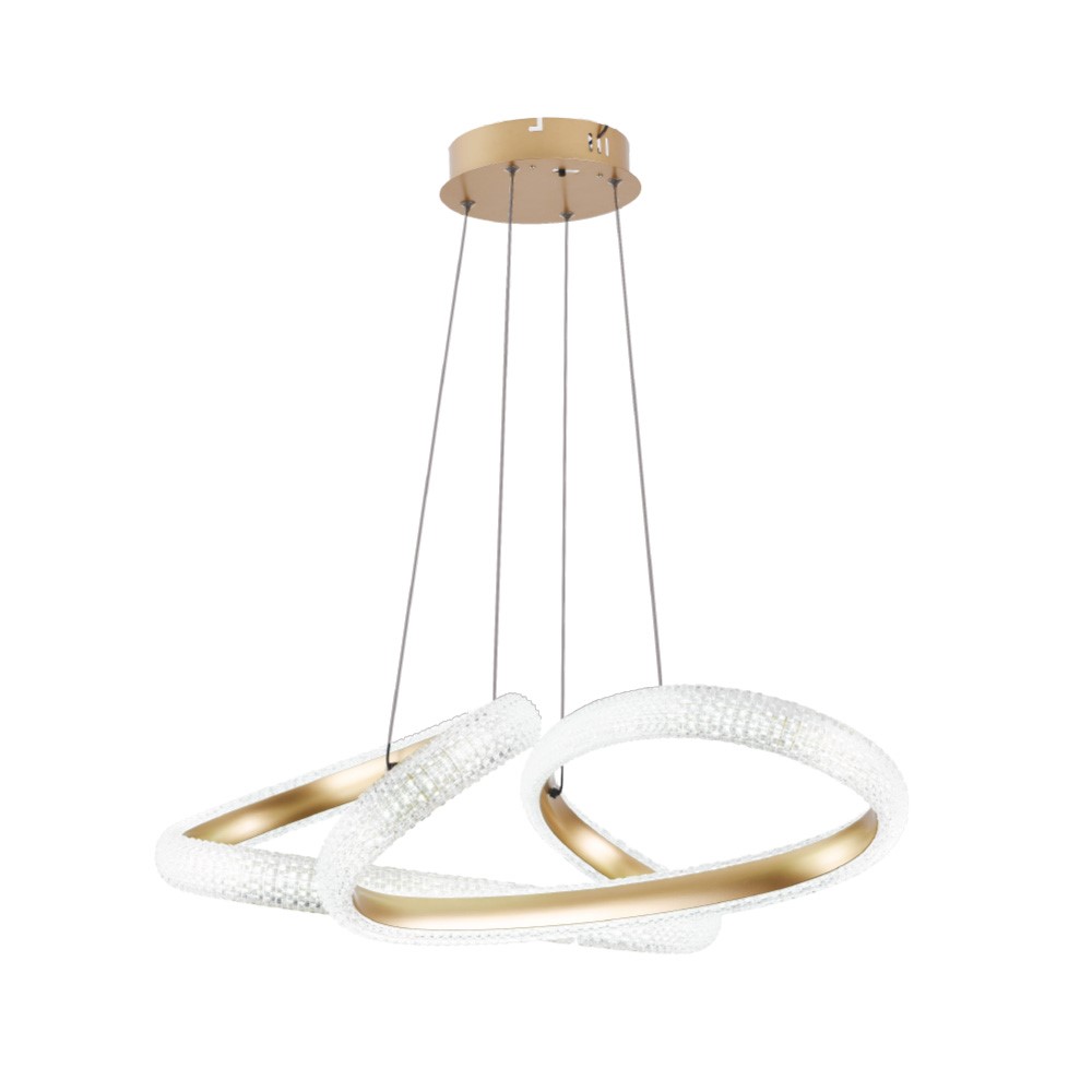 Inlight Κρεμαστό φωτιστικό LED 60W 3CCT (by switch on base) σε χρώμιο D:120cm (6098-Golden)