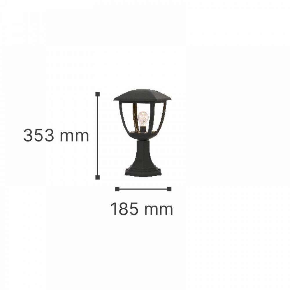 Avalanche Κολωνάκι Εξωτερικού Χώρου Μαύρο 1xE27 IP44 35.3cm - it-Lighting
