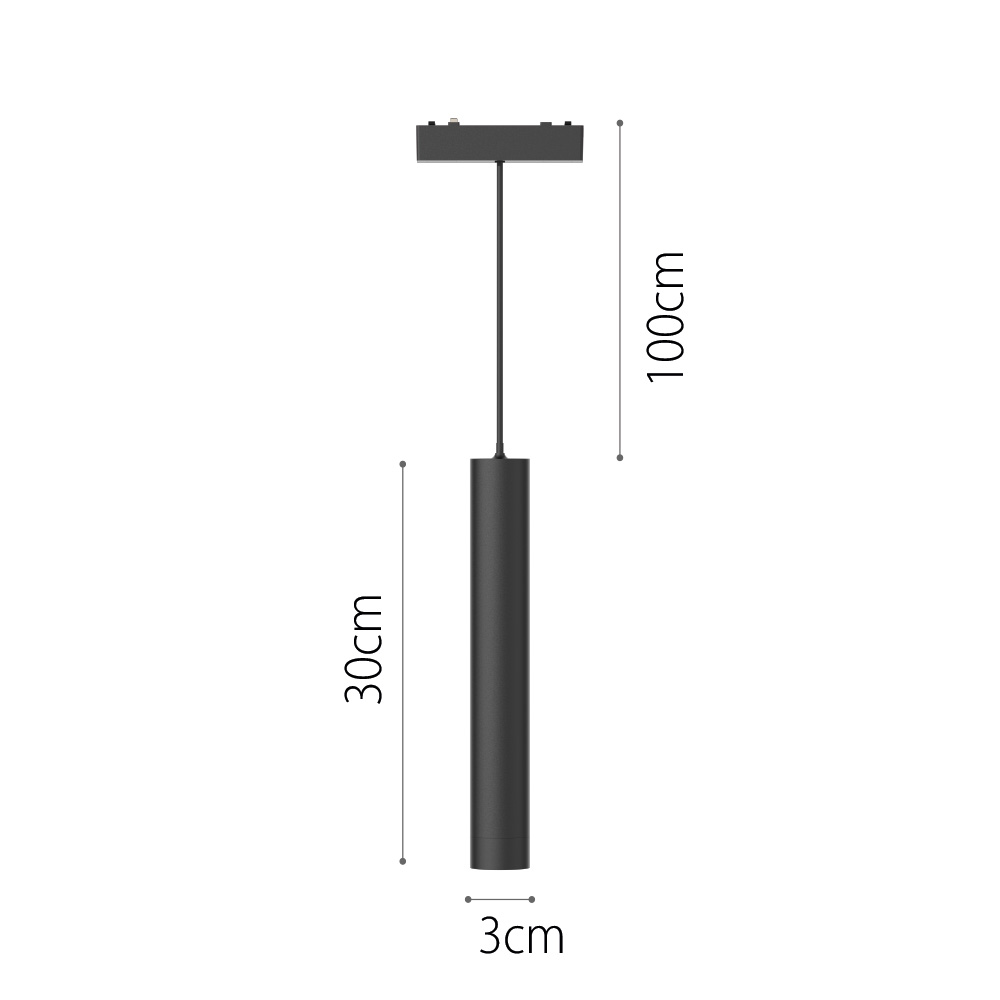 InLight Φωτιστικό LED 6W 3000K για Ultra-Thin μαγνητική ράγα σε μαύρη απόχρωση D:3x30cm 