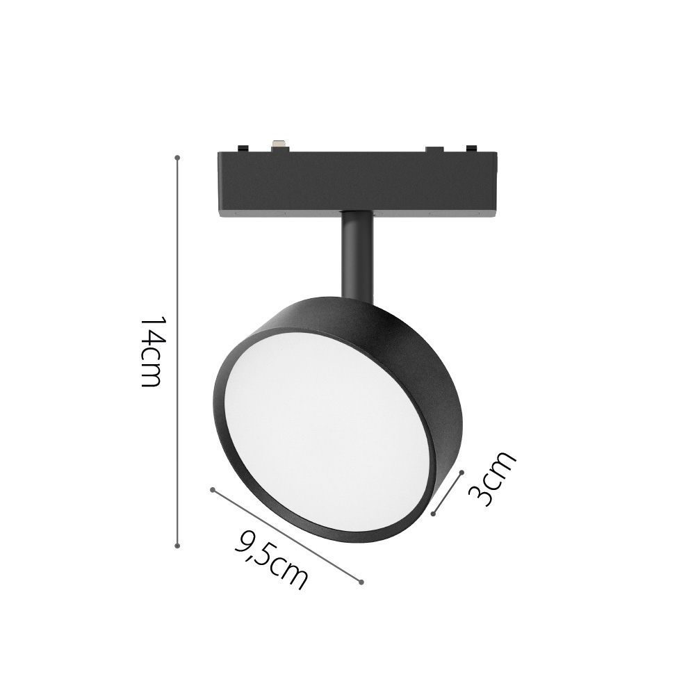 InLight Φωτιστικό LED 9W 3000K για Ultra-Thin μαγνητική ράγα σε μαύρη απόχρωση D:9,5x14cm