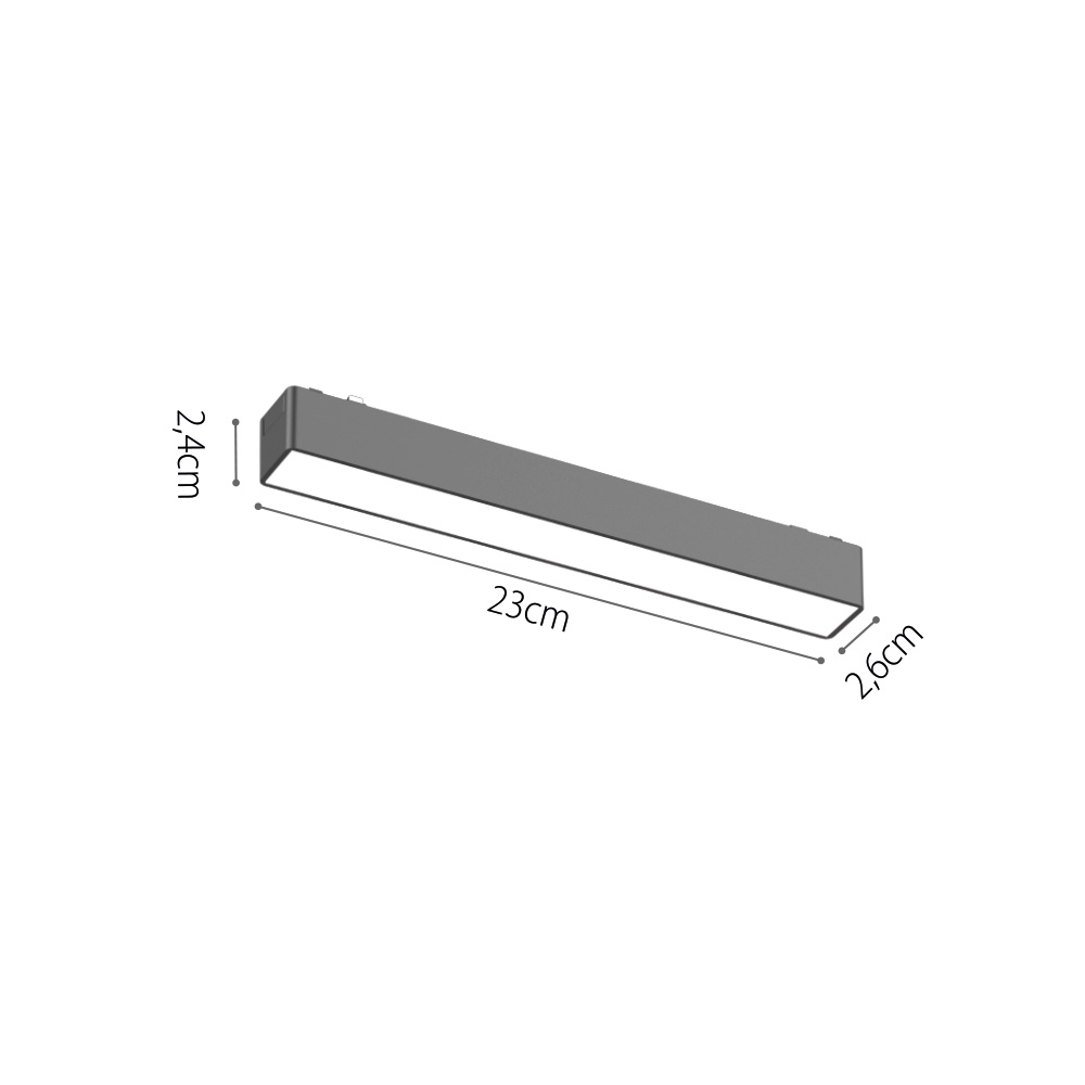InLight Φωτιστικό LED 10W 3000K για Ultra-Thin μαγνητική ράγα σε μαύρη απόχρωση D:23cmX2,4cm