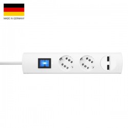 Πολύπριζο Ασφαλείας Πολλαπλών Θέσεων Διπλό Λευκό Με 2 Θύρες USB Και Διακόπτη DUOversal PLUS - Kopp
