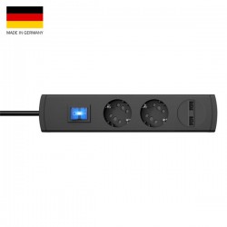 Πολύπριζο Ασφαλείας Πολλαπλών Θέσεων Διπλό Ανθρακί Με 2 Θύρες USB Και Διακόπτη DUOversal PLUS - Kopp