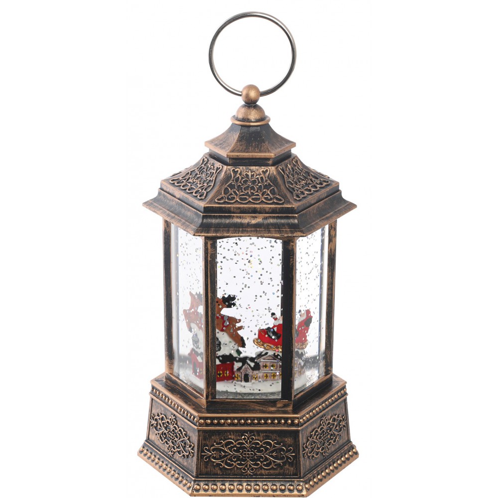 Διακοσμητικό Φανάρι Χιονόμπαλα Με Φως Και Μουσική Μπαταρίας Και Καλώδιο Usb 11 x 11 x 19,5(Η)cm